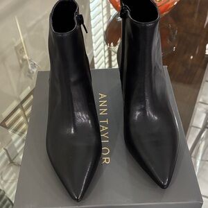 Ann Taylor Sleek Black Ankle Booties